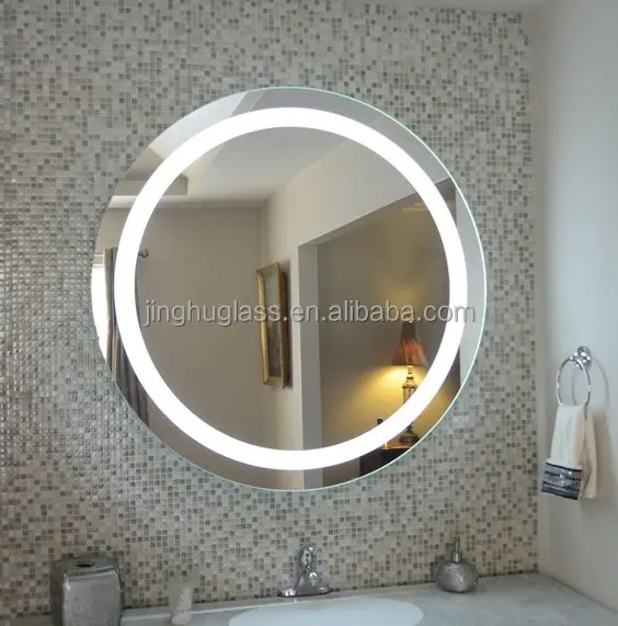 Hotel Fashion Waterproof LED Bathroom Light Mirror Wall Mounted Magnifying Aluminum Glass Rectangle Oval Framed 4mm 5mm