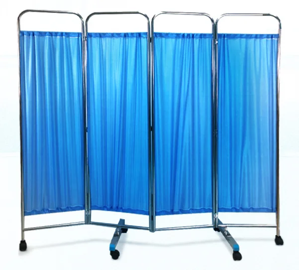 Hospital medical mobile portable 4 sections foldable patient ward screen