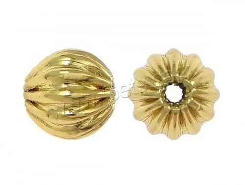 Новое Золотое покрытие рифленые бусины для изготовления ювелирных изделий оптом с открытым носком; Из 14-каратного золота