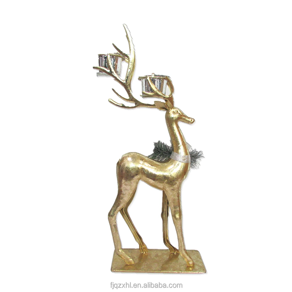 
Antique Bling Custom Church Golden Wedding Metal Copper Wire Brass Deer Candle Stick Holder Candlestick  (60698654772)