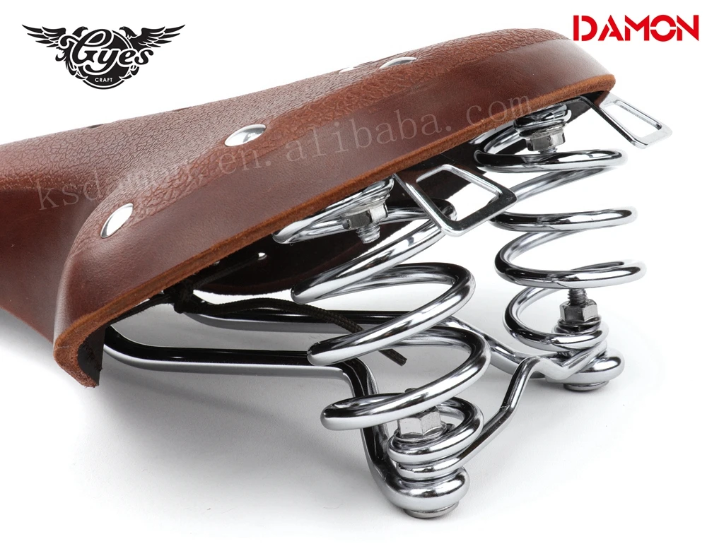 Gyes GS-08 Cow Leather Retro Saddle Cool Road Bicycle City Bike Seat Hand Made