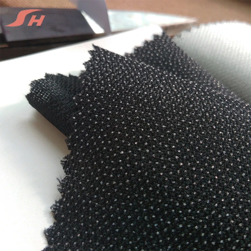 
100% Polyester 300D garment pes double dot woven adhesive collar interlining 