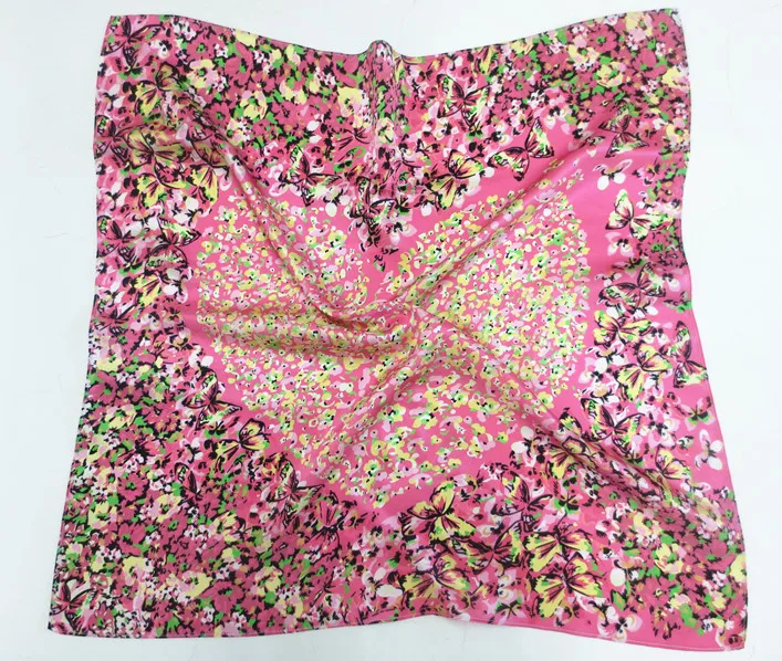 Fashionable wholesale real silk scarves 90 x90 square satin scarves