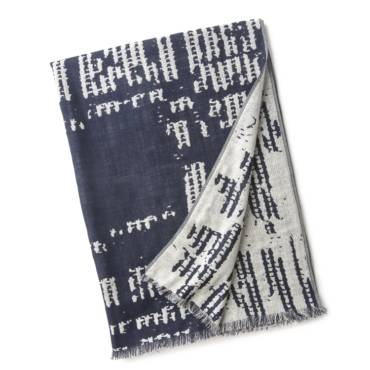 
Newest Custom Logo Autumn Winter Merino Kashmir Jacquard 100% Wool Shawl 