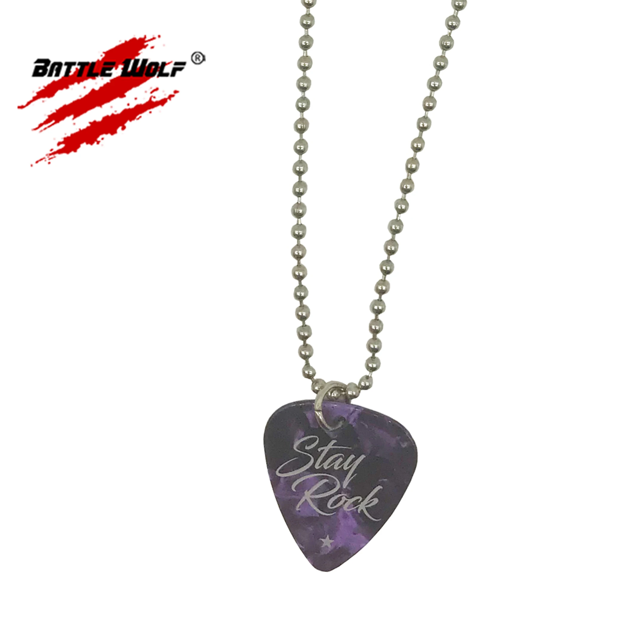 Colorful Custom Design Logo Guitar Pick Necklace Personalized