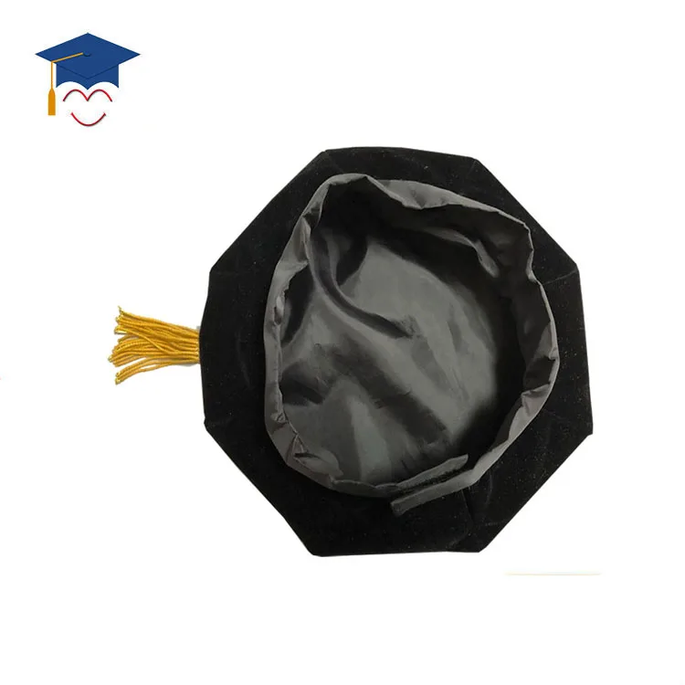High Quality Graduation 8 Tam with Golden Bullion Tassels