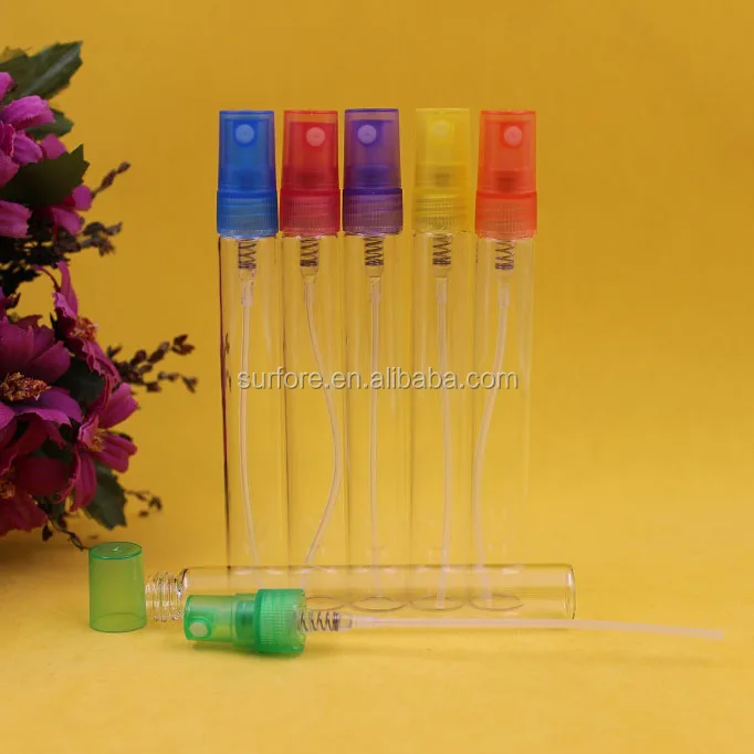 10ml colorful empty test tube glass bottles slim body test tube bottles plastic spray