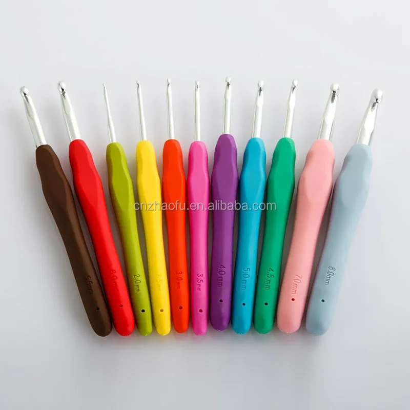 11pcs Soft Rubber Handle Crochet Hooks ,Wholesale Crochet Hook Set
