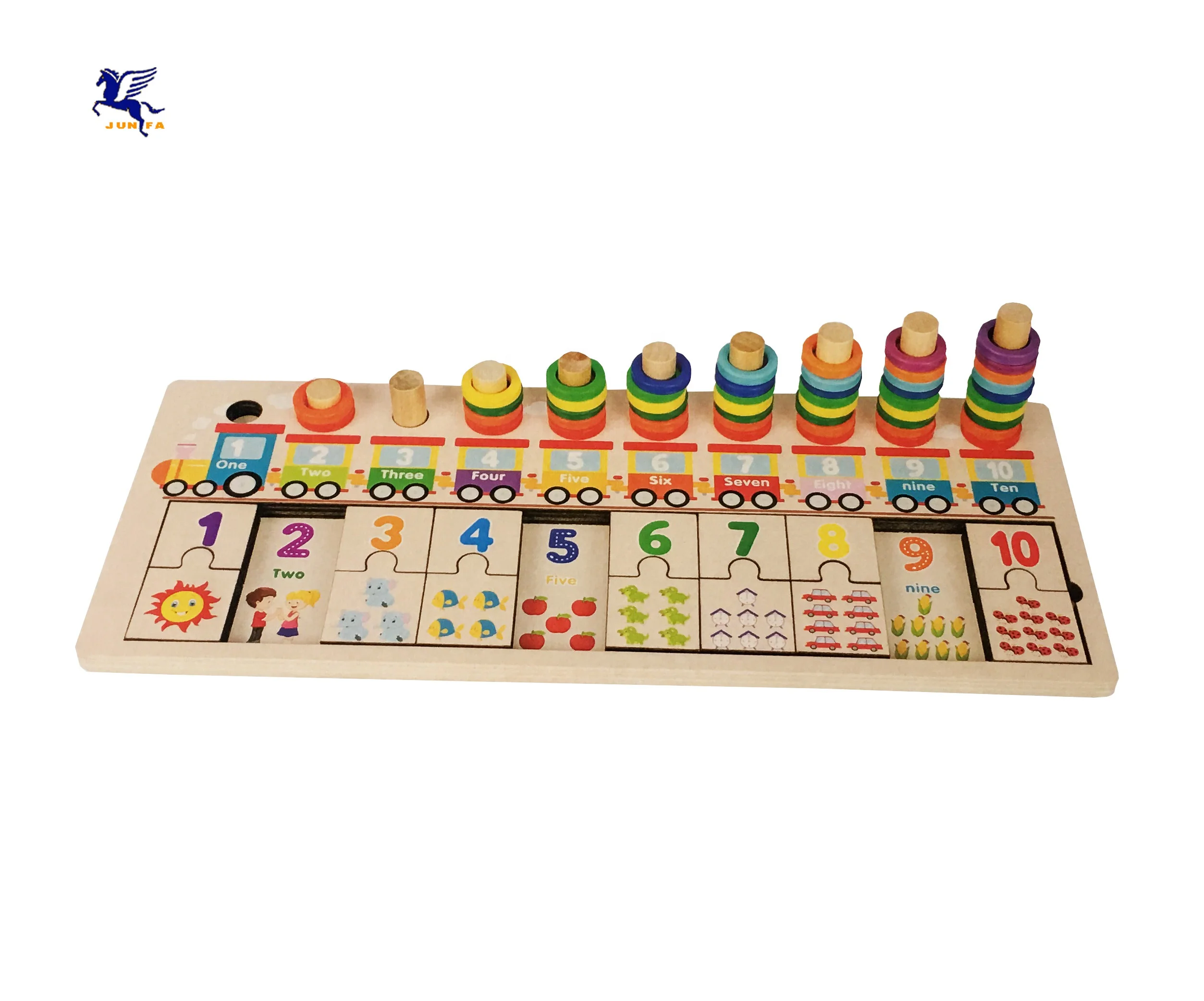 
children educational wooden blocks small train pairing preschool montessori materials 