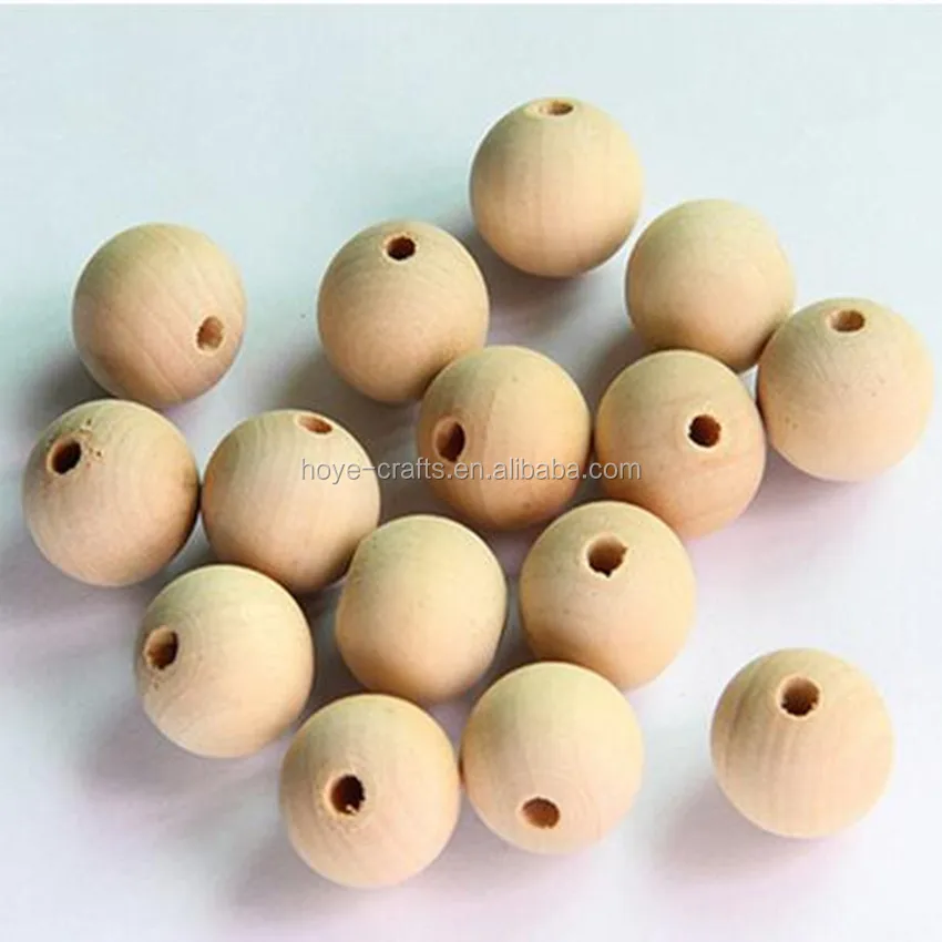 Popular 10mm Wooden Beads With  Hole Wood Round Ball Solid Natural Wooden Bead Accessories