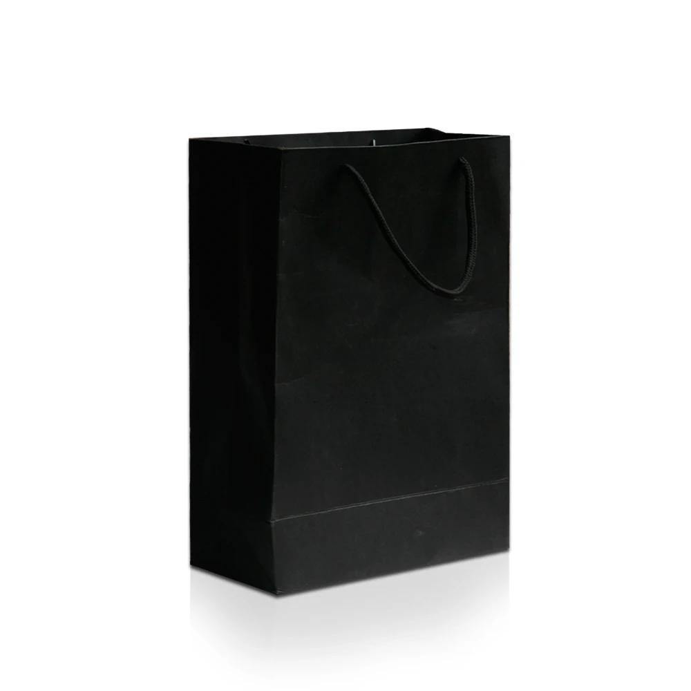 China manufacturer luxury black kraft paper shopping bag with handle