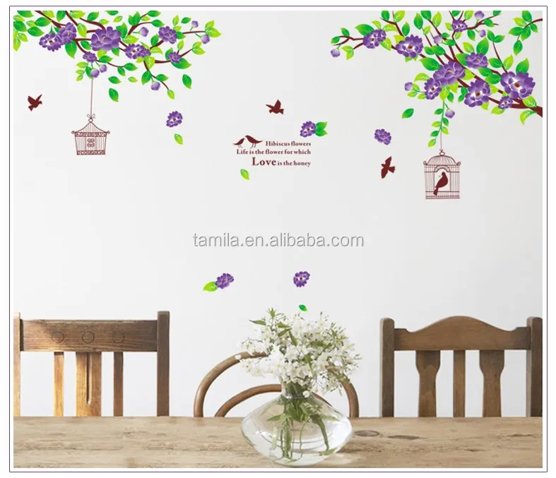 
Home Decorative Tree wall stickers birds and birdcage branch wall decals for living room decoration 