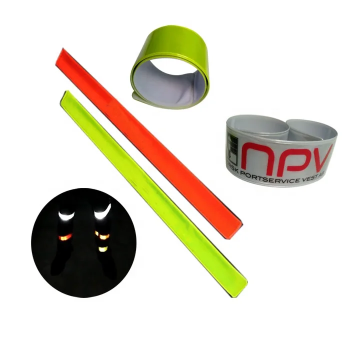 top popular CE promotional kids gifts pvc ruler slap bracelet reflective wrist snap band outdoor bicycle sport safety reflector