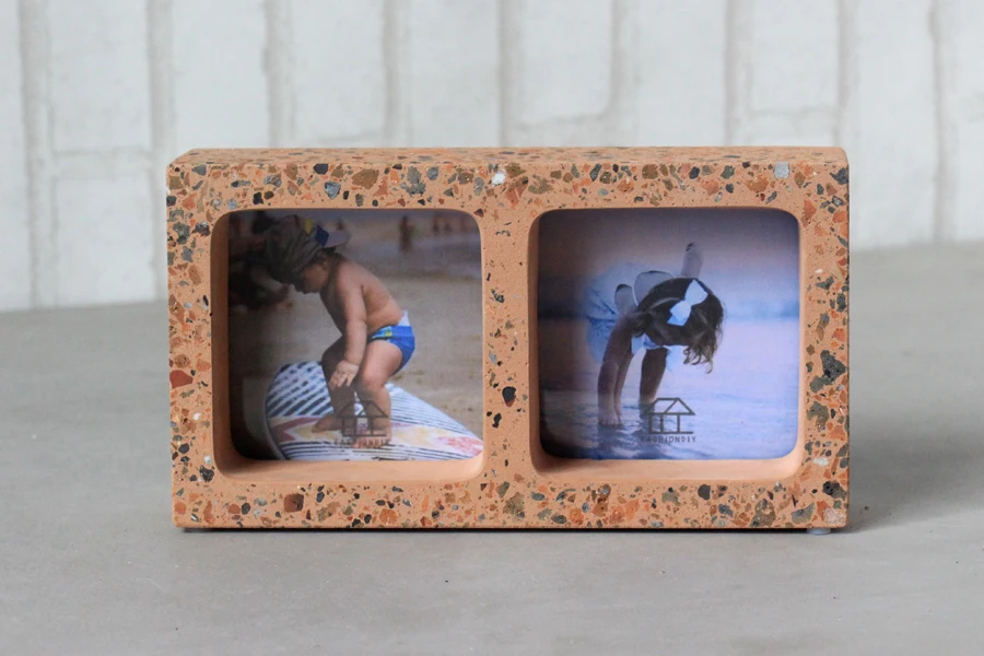 Unfinished solid concrete photo frame picture frame cement frame