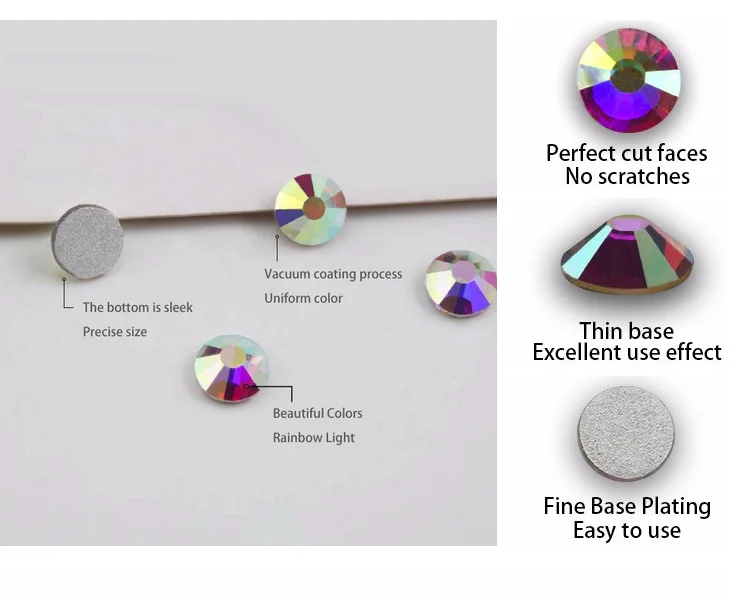 SS16 Crystal AB Colors Flat Back Silver Base Round Rhinestone for Garment Accessories Decoration