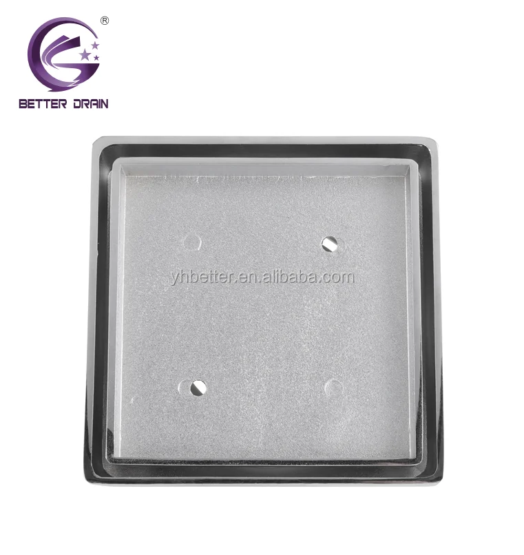 
High quality watermark certificated 115*115mm chromed plated brass invisible smart tile insert drain 