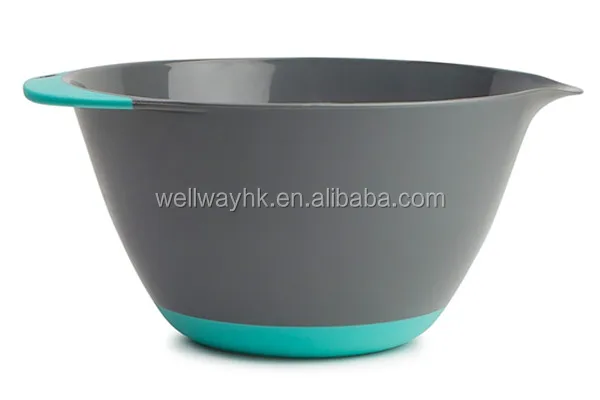 Bestsell dark grey plastic Salad Bowl with blue handle