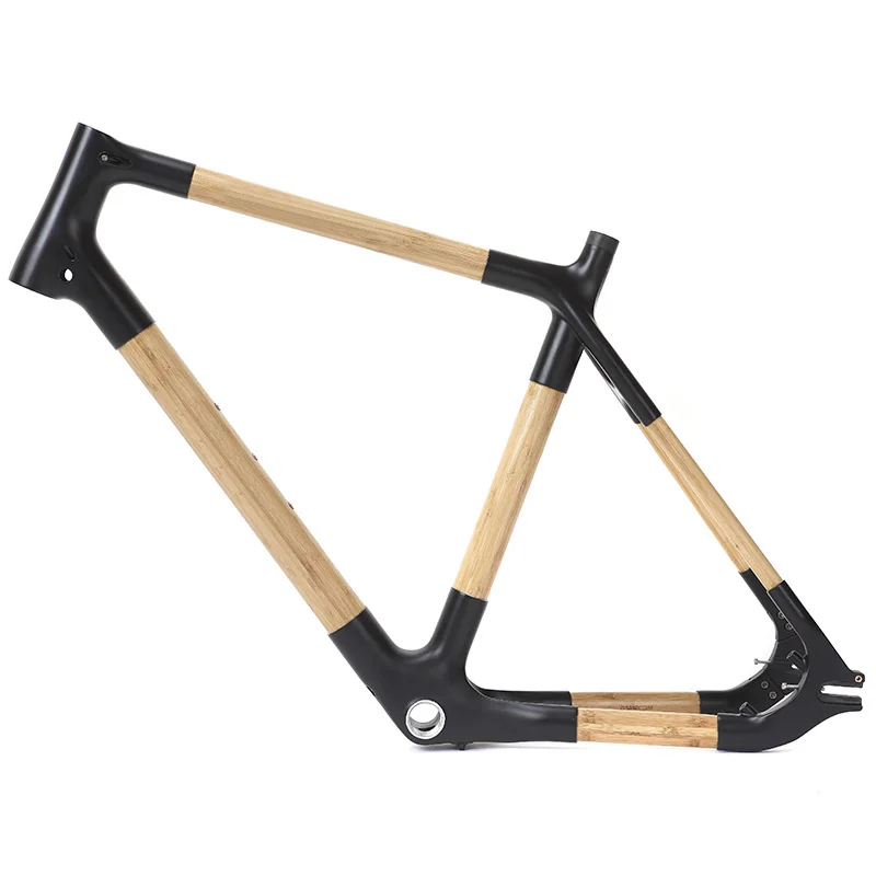 550-3 City Bicycle Front Fork Solid Bamboo Road Bike Frame With Carbon Fiber Connector