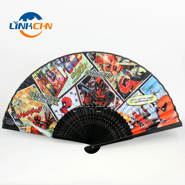 customized summer bamboo black handles hand fan  with your own logo