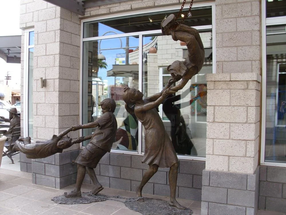 Wholesaler Lifesize Custom Made Factory Offer Garden Playing Children Bronze Kids Sculpture