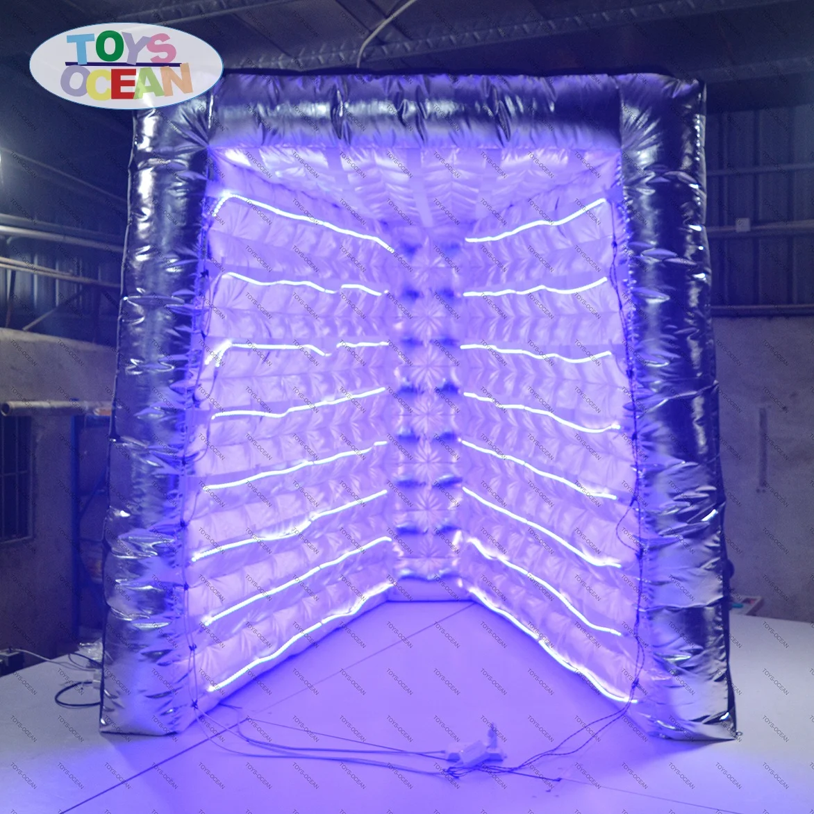 LED light Silver material colorful shinning inflatable V shape photo booth