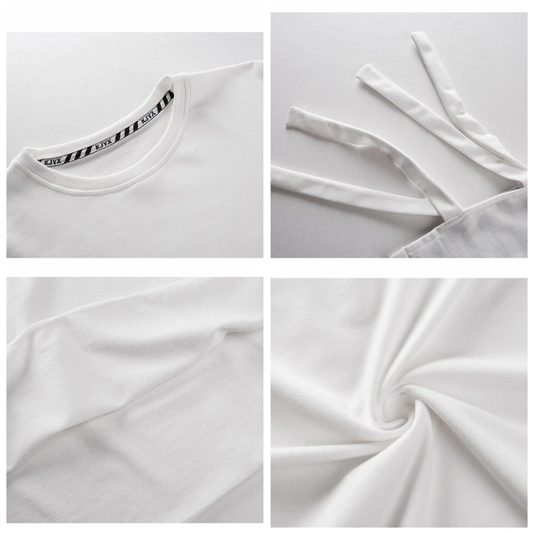 Wholesale OEM Fashion Extra Long Blank High Quality Stripe Decorate Hip Hop T Shirt