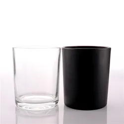 BOYE Wholesale Luxury Large Round Frosted Black Glass Candle Jar With Wooden Lids