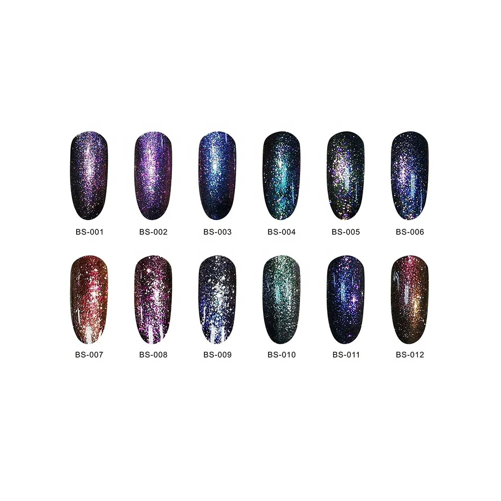 
nail gel polish factory OEM 10ml Gel Nail Polish Colorful Soak Off shinny glitter starry star UV Ge Manicure 12 Colors 