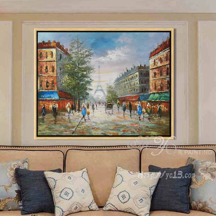 50% off Existing samples Paris street scenery hand painted Wall Pictures painting ZQ-184