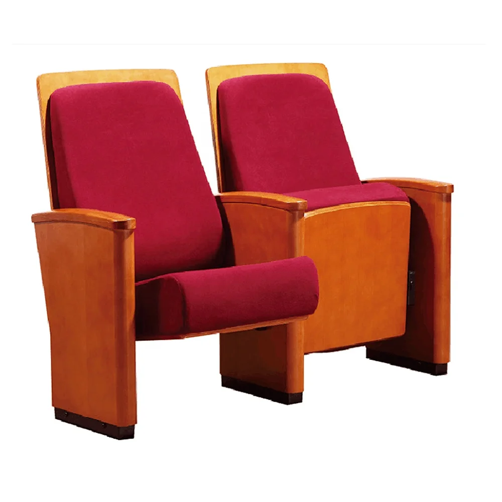 Standard size interlock chair for auditorium church chair modern wooden folding school theater chair
