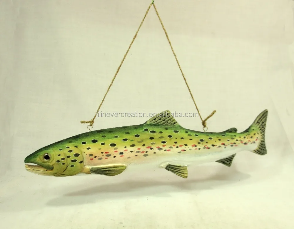wooden hand craved fish decoration