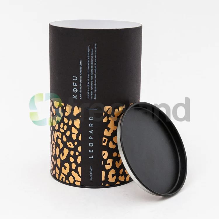 custom luxury coffee machine paper boxes round coffee packaging boxes with tin insert lid