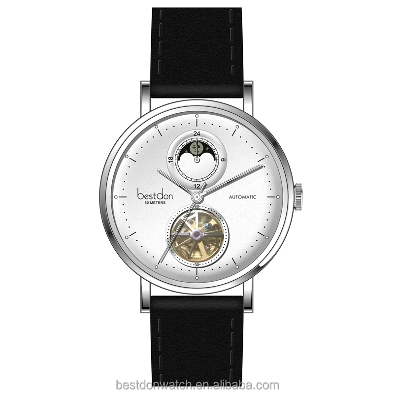 2017 alibaba popular skeleton men moonphase watches automatic