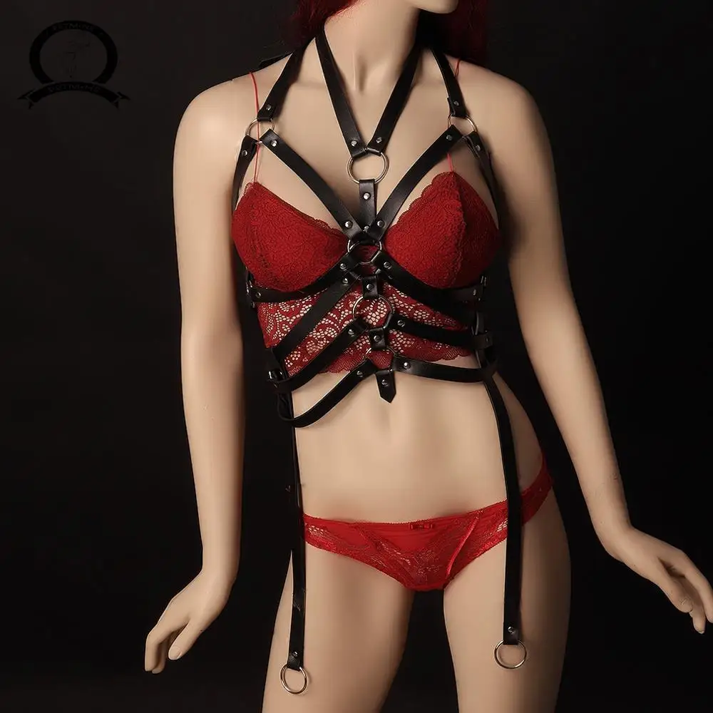Women Strappy Full Cage Body Harness Lingerie Garter Belt Hollow Crop Tops Bra Punk Gothic Sexy Underwear