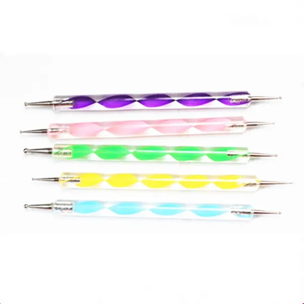 YRX W065 5 шт. вихревая ручка для дизайна ногтей, Профессиональный двухсторонний инструмент для точечного дизайна ногтей