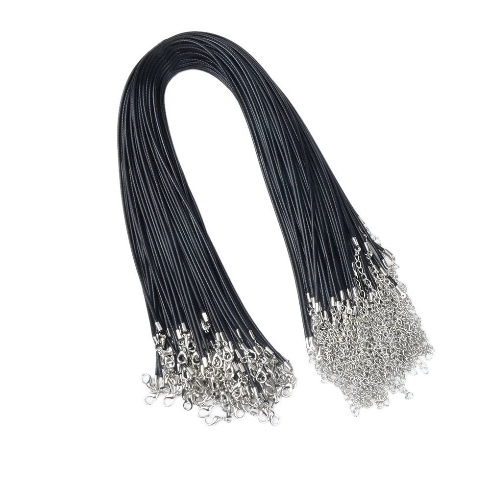 2mm Alloy Wax Cord Black Leather Rope Chain Women Accessories for Necklace