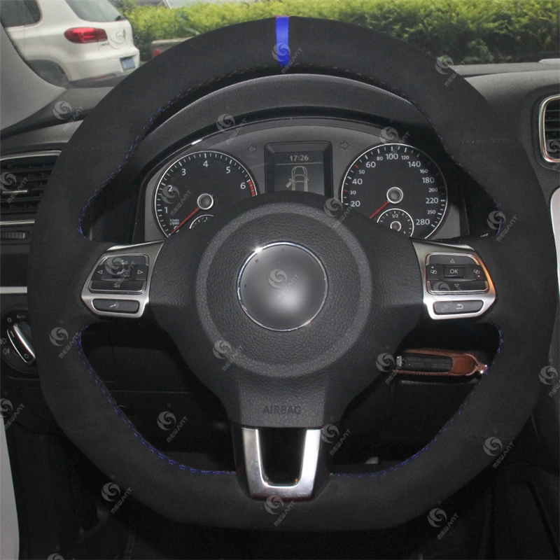 Hand Sewing Soft Suede Steering Wheel Cover for Volkswagen Golf 6 GTI MK6 VW Polo GTI Scirocco R Passat CC R-Line 2010