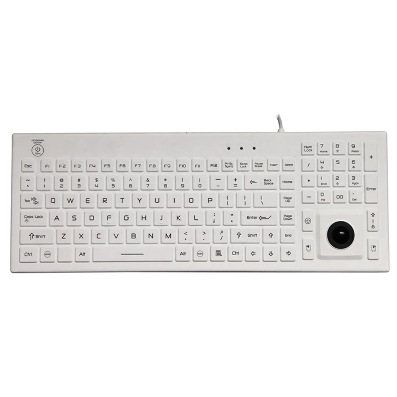 Waterproof Keyboard Anti-bacterial Keyboard with Built-in Trackball