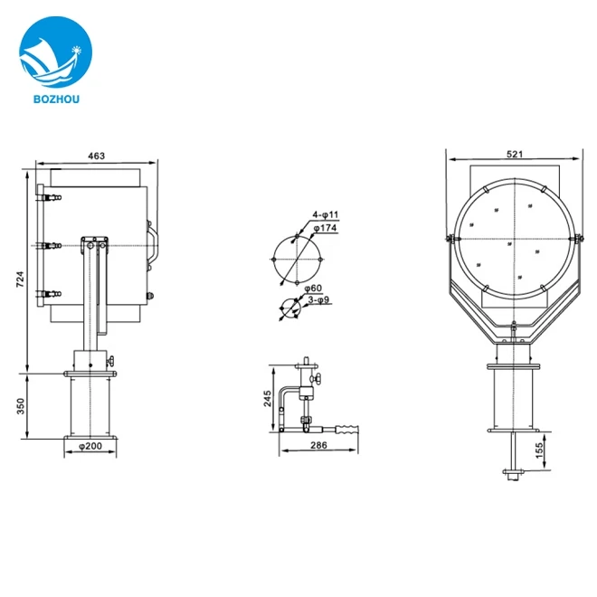 High power 1kw outdoor waterproof xenon bulb marine 1000m long range sky beam searchlight