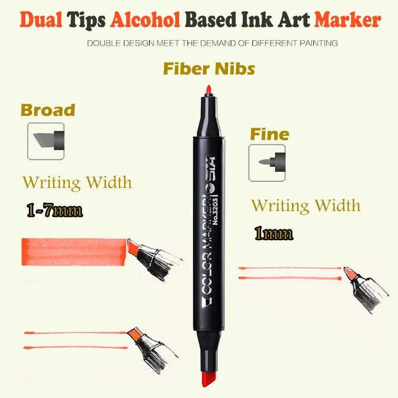 STA Brand High Quality Alcoholic Marker Dual Tip 12 24 36 48 60Colors Set