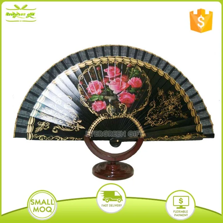 hand painting wooden spanish wedding folding hand fan