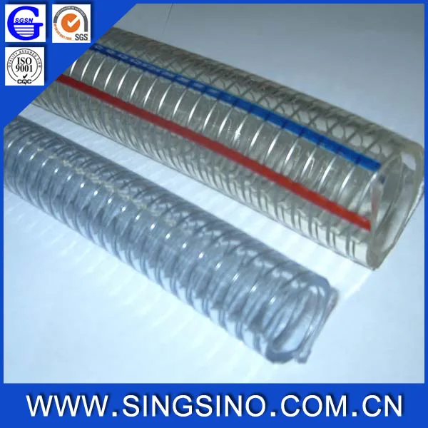 High-temperature Resistant PVC Spring Hose / PVC Steel Wire Hose / Clear PVC Braided Hose for Conveying Water, Oil or Powder