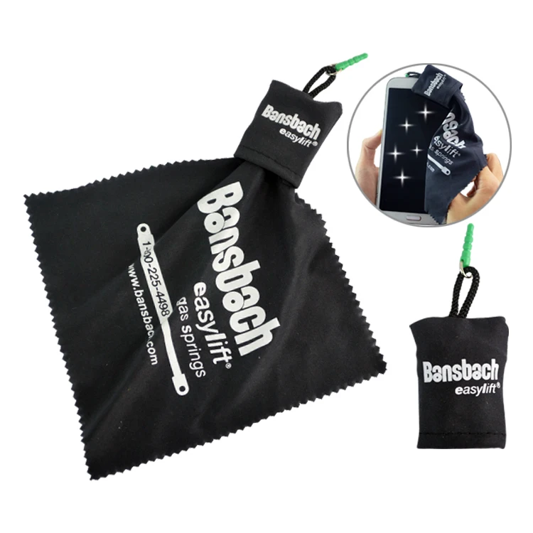 Big quantity supplied customized print microfiber cleaning cloth with keychain