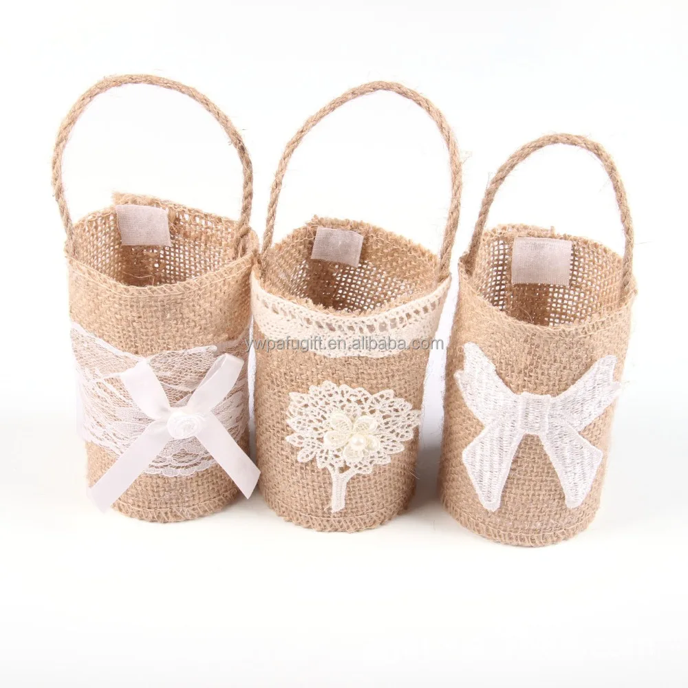 Weddings decorationsr Mini jute burlap tote bag party favor gifts