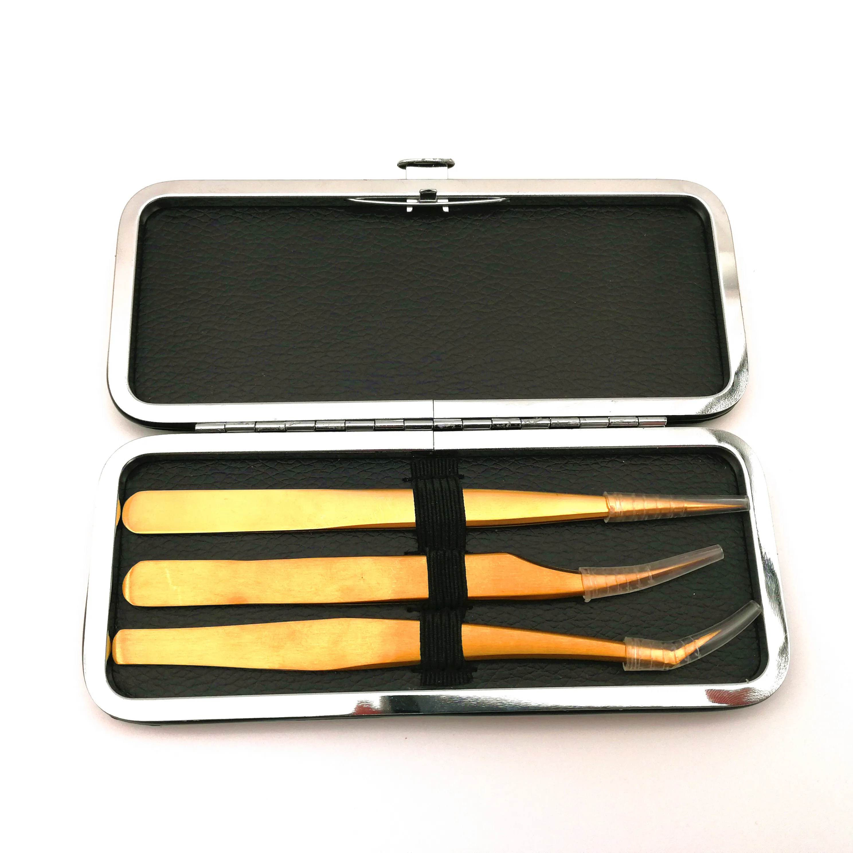Wholesale eyelash extension tweezers kit custom curved volume lash tweezer sets tools