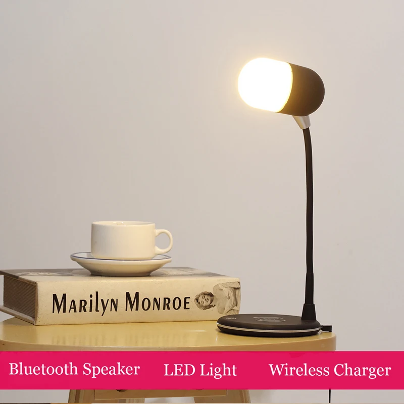3 in 1 LED Multifunctional  Wireless Charger Music Office Desk Table Bde Side Lamp