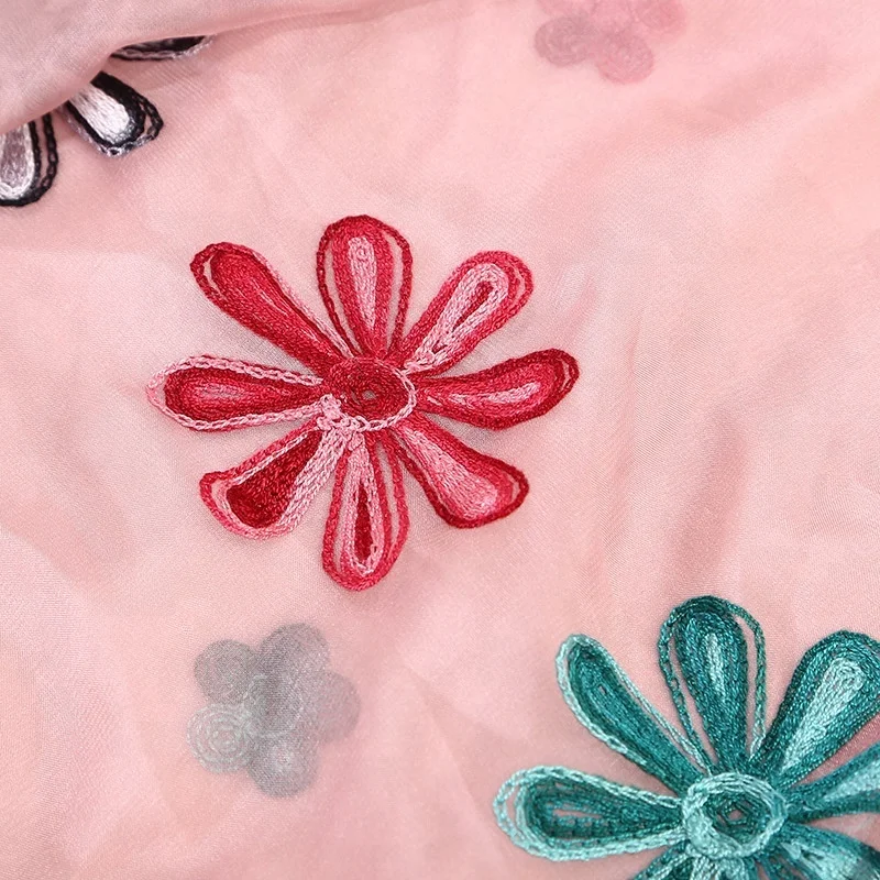 Wholesale Fashion Indian Nepal 2020 Elegant Women Spring Summer Literature And Art Embroidery Flower Silk Scarf Shawl Scarves