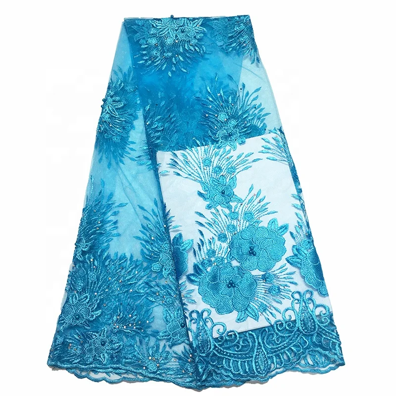 ghana bestway mesh african embroidered royal blue lace fabric