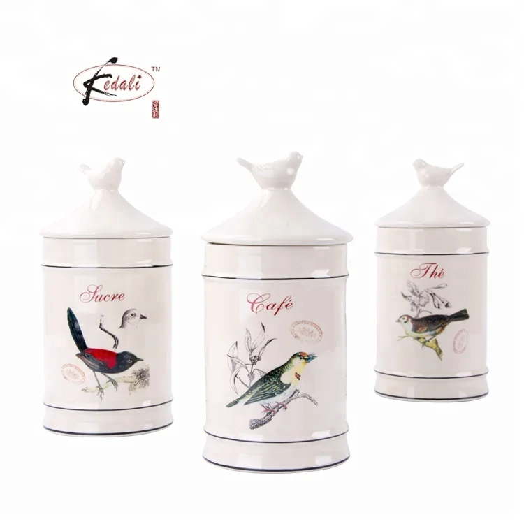 Wholesale tea sugar salt canister kitchen storage jar ceramic food storage container