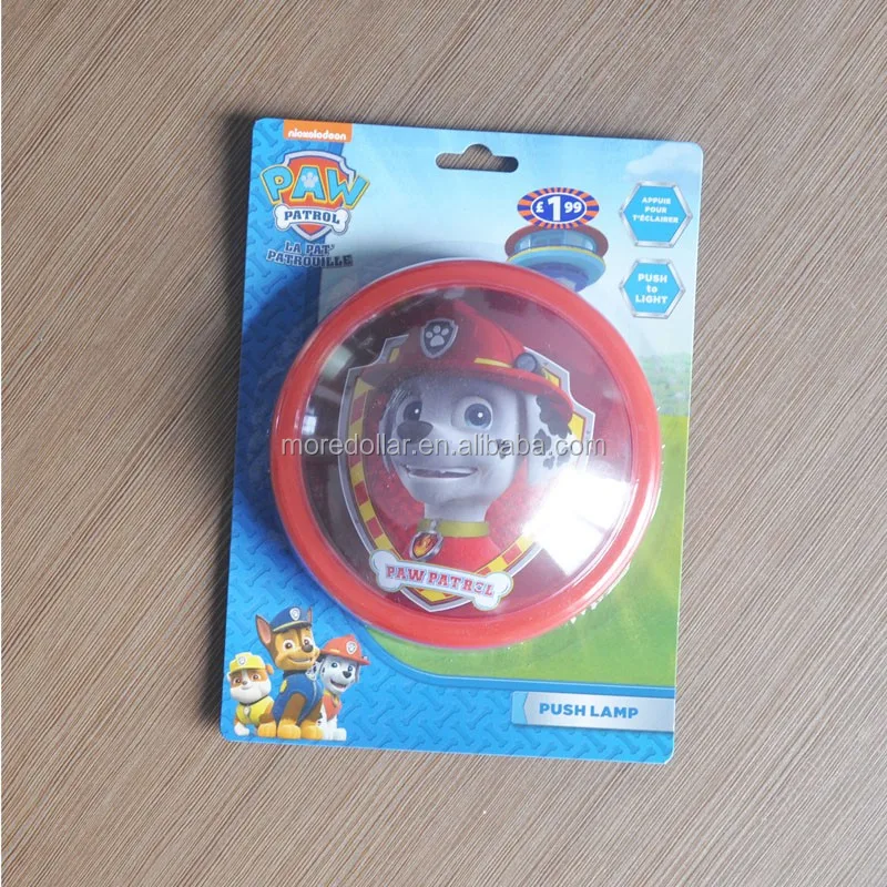 Cartoon image LED push click light round shape AA battery plastic touch light